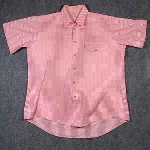 Fox‎ Collection Men Size Large Pink Striped Short Sleeve Button Down Shirt